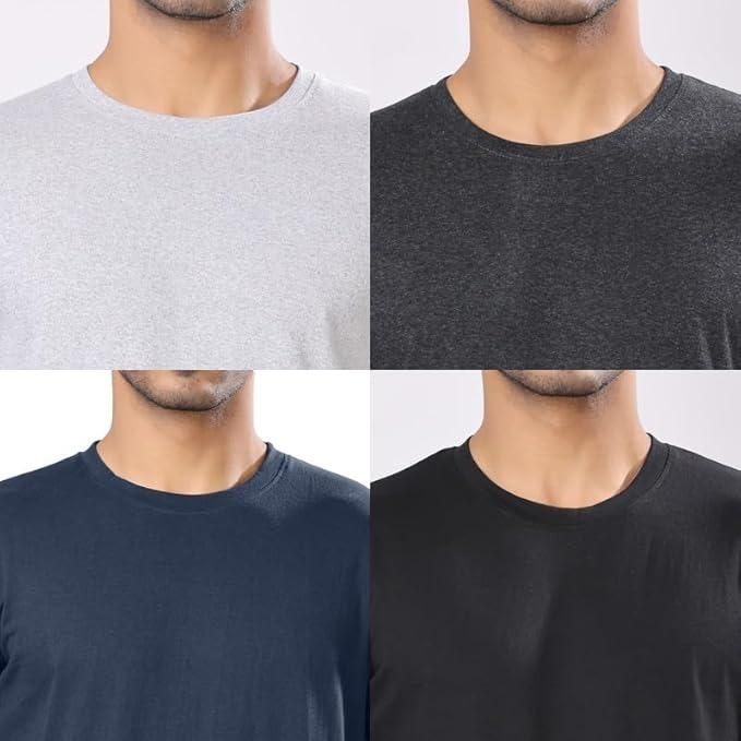 Men's Polycotton Solid Round Neck T-shirts (Pack of 4)