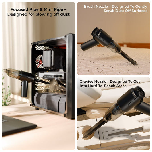 9000Pa Turbo Suction Cleaner | Cordless & Compact Design | Dual Function for Car, Home, Office & portable usesu