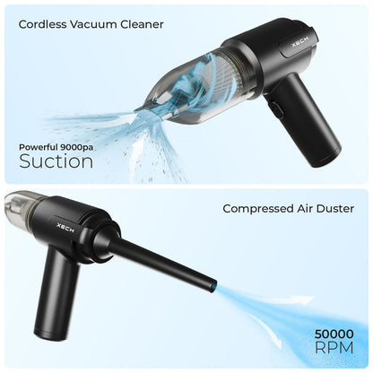 9000Pa Turbo Suction Cleaner | Cordless & Compact Design | Dual Function for Car, Home, Office & portable usesu